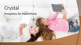  Presentation with children playing - PPT theme with byod - children friends kid girls having background and a white colored foreground