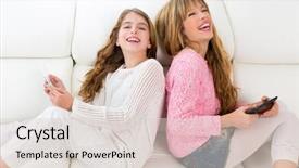  Presentation with children playing - Slide set enhanced with byod - children friends kid girls having background and a lemonade colored foreground