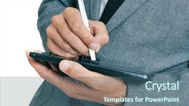  Presentation with pen - Audience pleasing PPT layouts consisting of byod - closeup of a businessman using backdrop and a ocean colored foreground