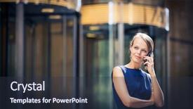  Presentation with talking on phone - Presentation enhanced with byod - pretty young businesswoman talking background and a tawny brown colored foreground