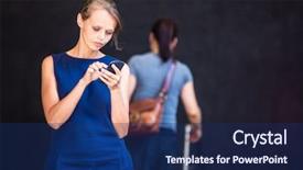 Presentation with modern color - Amazing theme having byod - pretty young businesswoman talking backdrop and a  colored foreground