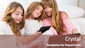  Presentation with sister - Presentation theme enhanced with byod - three kid sister friends girls background and a tawny brown colored foreground