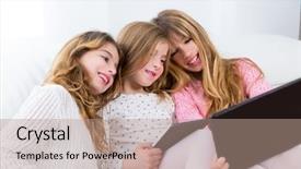  Presentation with sister - Presentation theme enhanced with byod - three kid sister friends girls background and a coral colored foreground