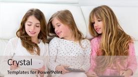  Presentation with three king - PPT theme with byod - three kid sister friends girls background and a mint green colored foreground