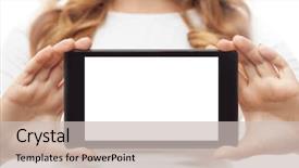  Presentation with tablet - Cool new PPT layouts with byod - woman hold tablet pc backdrop and a soft green colored foreground