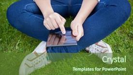  Presentation with telecom digital cimmunica - Colorful slide set enhanced with byod - woman using digital tablet pc backdrop and a tawny brown colored foreground