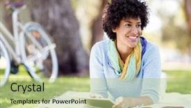  Presentation with park - Audience pleasing slide deck consisting of byod - young woman using tablet backdrop and a mint green colored foreground