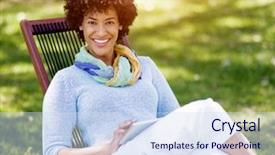  Presentation with park - PPT layouts consisting of byod - young woman using tablet background and a  colored foreground