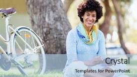  Presentation with tablet of stones - Amazing PPT theme having byod - young woman using tablet backdrop and a  colored foreground