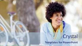  Presentation with young woman diagnosis of sti - Beautiful theme featuring byod - young woman using tablet backdrop and a light blue colored foreground