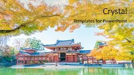  Presentation with kyoto - PPT layouts consisting of byodo-in temple kyoto japan background and a yellow colored foreground