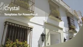  Presentation with architecture - Slide deck having byron - house typical of andalusian architecture background and a gray colored foreground