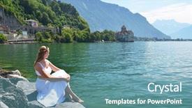  Presentation with young man and a woman - PPT layouts with byron - young woman at geneva lake background and a teal colored foreground