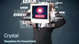  Presentation with head - Audience pleasing PPT theme consisting of bytes - business man with pc monitor backdrop and a ocean colored foreground