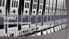  Presentation with data center - Audience pleasing presentation theme consisting of bytes - close-up of hard drives backdrop and a gray colored foreground