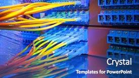  Presentation with server room - Cool new presentation with bytes - communication and internet network server backdrop and a ocean colored foreground