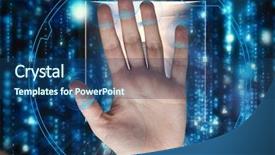  Presentation with circle - Colorful slide deck enhanced with bytes - digital composite of hand scan backdrop and a ocean colored foreground