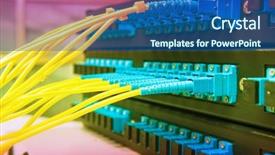  Presentation with fiber optic - Colorful presentation theme enhanced with bytes - fiber optic switchboard with wires backdrop and a ocean colored foreground