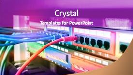  Presentation with cables - Beautiful slide deck featuring bytes - row of network cables are backdrop and a purple colored foreground
