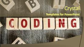  Presentation with coding - Slides with bytes - wooden blocks with the text background and a violet colored foreground