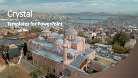  Presentation with byzantine - PPT theme enhanced with byzantine - aerial view of molla zeyrek background and a light blue colored foreground