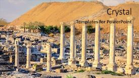  Presentation with history byzantine - Colorful theme enhanced with history byzantine - ancient city of beit she' backdrop and a yellow colored foreground