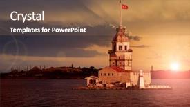  Presentation with city silhouette - Audience pleasing PPT theme consisting of byzantine - maiden tower and the old backdrop and a tawny brown colored foreground