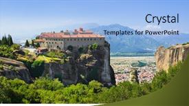  Presentation with history byzantine - Beautiful presentation featuring history byzantine - meteora monastery in greece backdrop and a  colored foreground