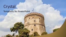  Presentation with byzantine - Colorful slide set enhanced with byzantine - thessaloniki greece white tower backdrop and a light blue colored foreground