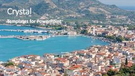  Presentation with zakynthos - Audience pleasing theme consisting of byzantine - zakynthos town with harbor greece backdrop and a seafoam green colored foreground