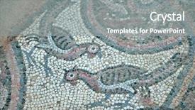  Presentation with ancient spartains - Slides featuring byzantine art - ancient mosaic depicting some pheasants background and a gray colored foreground