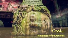  Presentation with medusa - Audience pleasing theme consisting of byzantine art - column with inverted medusa head backdrop and a tawny brown colored foreground