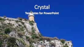  Presentation with byzantine - Colorful presentation design enhanced with byzantine art - corfu greece backdrop and a royal blue colored foreground