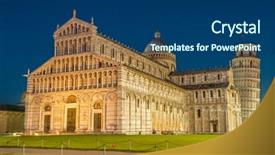  Presentation with italy art - Presentation theme featuring byzantine art - famous leaning tower and cathedral background and a ocean colored foreground