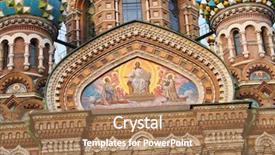  Presentation with st petersburg russia landmarks - Colorful presentation theme enhanced with byzantine art - fresco on church wall backdrop and a coral colored foreground