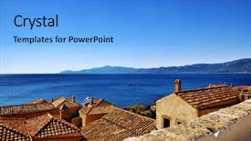  Presentation with byzantine - PPT theme enhanced with byzantine art - greek destination medieval city background and a  colored foreground