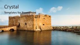  Presentation with byzantine - PPT layouts featuring byzantine art - late afternoon view background and a light blue colored foreground