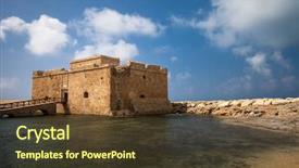  Presentation with view of kerak castle crusader - Presentation design consisting of byzantine art - late afternoon view background and a tawny brown colored foreground