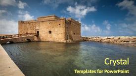  Presentation with view of kerak castle crusader - Audience pleasing presentation consisting of byzantine art - late afternoon view backdrop and a tawny brown colored foreground