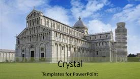  Presentation with italy art - Amazing PPT theme having byzantine art - leaning tower of pisa backdrop and a gold colored foreground