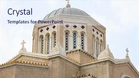  Presentation with orthodox - Amazing presentation having byzantine art - mitropoli historic greek orthodox cathedral backdrop and a sky blue colored foreground