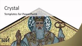  Presentation with byzantine - Beautiful PPT theme featuring byzantine art - st sava a mosaic backdrop and a  colored foreground
