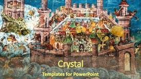  Presentation with byzantine - PPT theme featuring byzantine art - voronet monastery painted wall unesco background and a tawny brown colored foreground