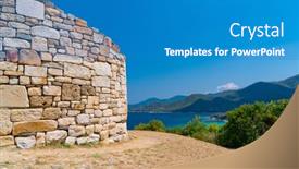  Presentation with byzantine - Presentation theme consisting of byzantine-fortress-in-the-stagira background and a teal colored foreground