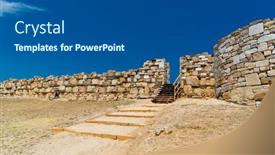  Presentation with byzantine - Presentation with byzantine-fortress-in-the-stagira background and a ocean colored foreground