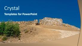  Presentation with byzantine - PPT theme having byzantine-fortress-in-the-stagira background and a ocean colored foreground