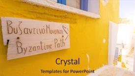  Presentation with byzantine - Cool new theme with byzantine path wooden sign board backdrop and a gold colored foreground