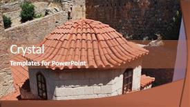  Presentation with byzantine - Amazing slide set having byzantine period monastery of agios backdrop and a coral colored foreground