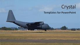  Presentation with fly - Presentation design featuring c 130 plane - hercules doing a very low background and a light blue colored foreground