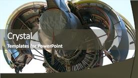  Presentation with aircraft engine - Slide deck with c-17 military aircraft engine background and a tawny brown colored foreground